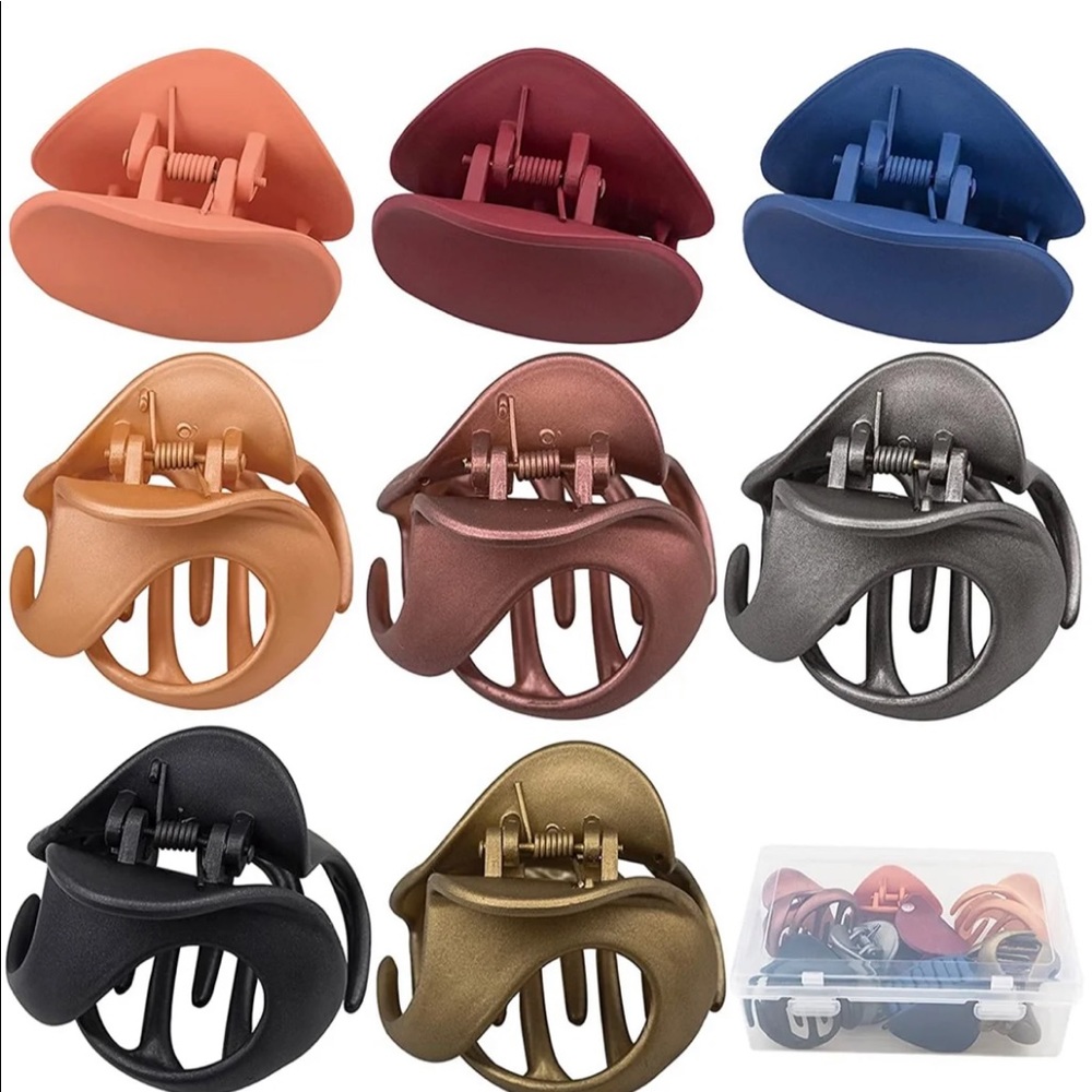 8 large claw & clamp hair clips new in case